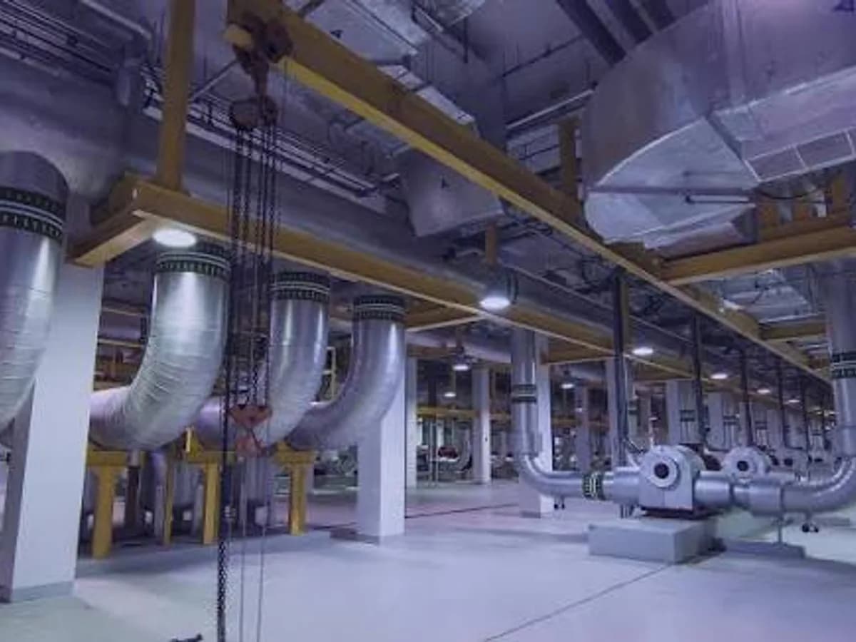 District cooling plant piping and equipment room