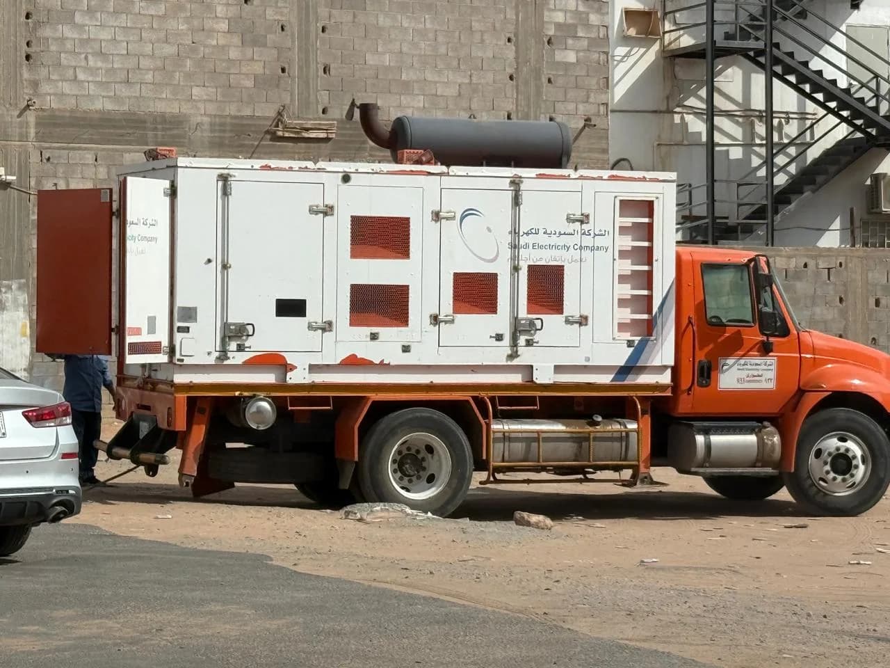 Saudi Electricity Company service vehicle on site