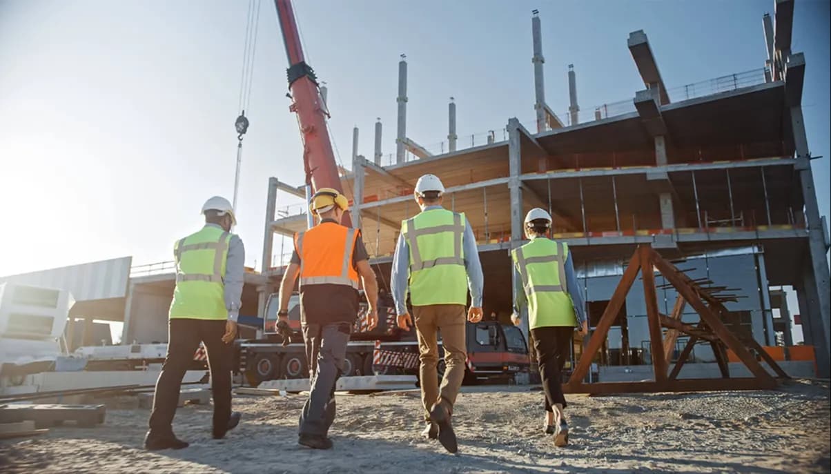 Engineering team inspecting a construction site